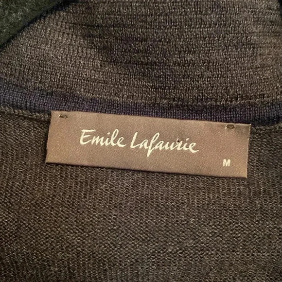 Emile Lafaurie men’s sweater - medium - made in Italy - wool - collar- dark gray - Picture 2 of 5